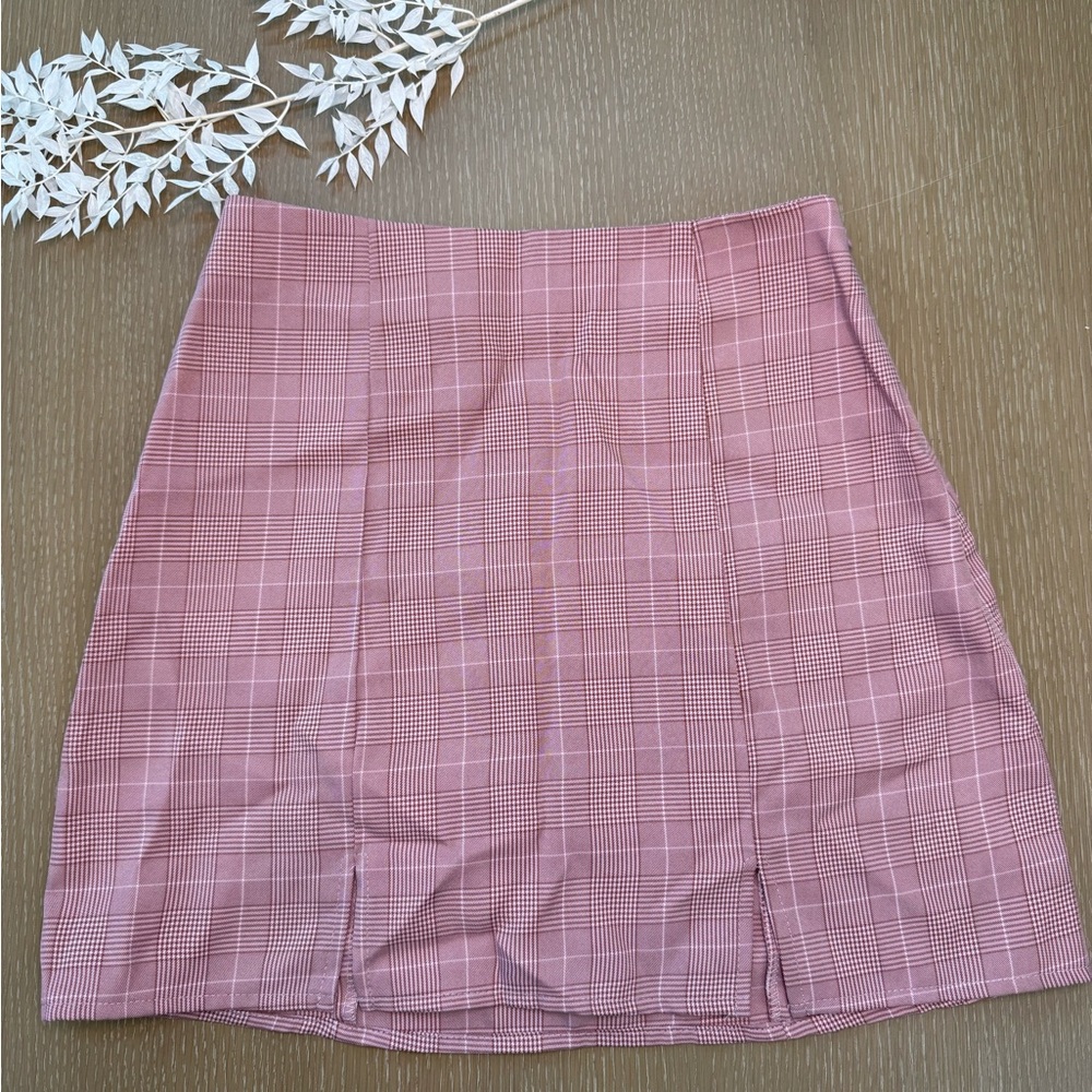 Altar'd State Pink Plaid Mini Skirt